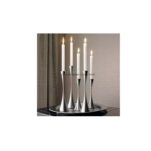 Shining Mirror Polished Lightening <b>Candlestick</b> Holders Set of 5 Different Size Metallic Unique New Style Candle Holders for Sale - Product Image 1