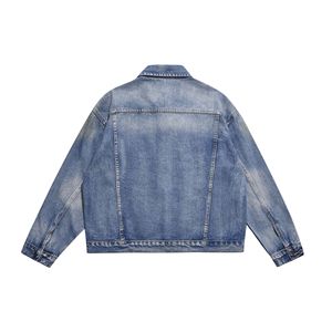 เสื้อโค้ทสตรีทสุดอินเทรนด์สำหรับผู้ชายและผู้หญิงแจ็กเก็ตยีนส์สีน้ำเงินฟอกสำหรับใส่ได้ทั้งชายและหญิง - Product Image 3