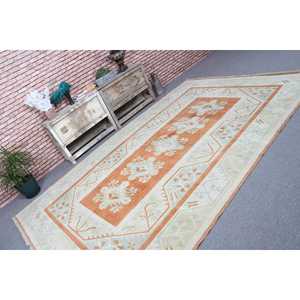 Tapis turc vintage surdimensionné 6,8x10,4 pieds, tapis en laine à pois orange - Product Image 1