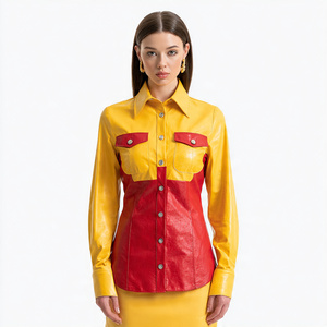 เสื้อเชิ๊ตผู้หญิงหนังสีดำแนววินเทจ, เสื้อเชิ๊ตหนังแฟชั่นผู้หญิงเสื้อเชิ๊ตหนัง - Product Image 6