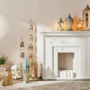 2026 Hot Selling <b>Mini</b> Moroccan Colorful Glass Gold Metal <b>Lanterns</b> for Hanging Lightning Decorations - Product Image 3