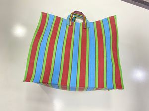 Eco-Friendly Reusable Nylon Shopping <b>Bag</b> RPET Zipper Striped Handloom Woven Recycled Plastic <b>Beach</b> <b>Bags</b> Made in India - Product Image 2