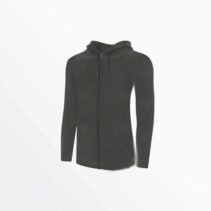<b>Mens</b> <b>Black</b> Full <b>Zip</b> <b>Up</b> <b>Hoodie</b> Solid Color Long Sleeve Slim Fit Hooded Jacket Lightweight Custom Blank Activewear Apparel - Product Image 1
