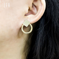 Mode Au750 or 18k boucles d'oreilles géométriques réelles cercle 18k boucles d'oreilles en or véritable oro 18k bijoux en or saoudiens originaux 18k pawnable