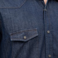 Kemeja Denim musim dingin pria, Jeans kasual Slim Fit lengan panjang Logo kustom modis