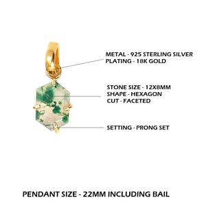 Colgante hexagonal de peridoto de 12x8mm, oro de 18 quilates Vermeil y Plata de Ley 925, Juego de puntas chapadas en rodio, abalorio de corte facetado - Product Image 2