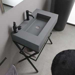 80cm <b>Freestanding</b> <b>Bathroom</b> Cabinet with Grey Sink and Madeira LED <b>Mirror</b> Set - Product Image 3