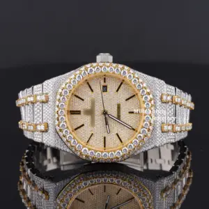 Buy Premium Quality Moissanite Iced Out Watch with Luxury Designed & Modern Style Men`s Wearing Watch By Indian Exporters