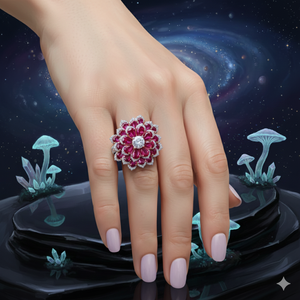 Bague en argent 925 plaquée or rose avec diamant moissanite et pierre rose - Product Image 2