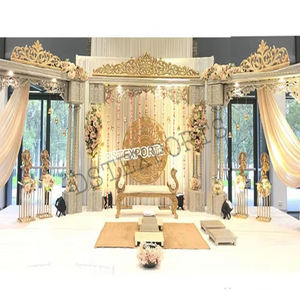 Estilo Maharani Boda FRP Pilares Escenario Estilo abierto Ceremonia India Escenario DE BODA Estilo de corona Escenario de fibra lujosa - Product Image 1
