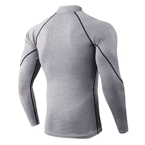 Vêtements de gymnastique de compression personnalisés pour hommes chemises de compression à manches longues imprimées par sublimation tissu tissé en polyester/coton - Product Image 4