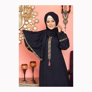2024 último vestido musulmán Abaya para mujer, cárdigan abierto bordado, bata para mujer, Abaya musulmana con cinturón - Product Image 5