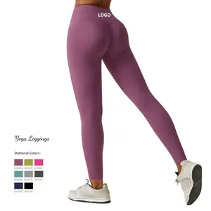 Logo personnalisé pantalon de sport à séchage rapide respirant serré vêtements de sport taille haute bout à bout femmes Leggings de yoga