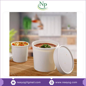 Nueva llegada Biodegradable y a prueba de fugas de color blanco de forma redonda 1200ml envases de papel o cajas para el envasado de alimentos al mejor precio - Product Image 4