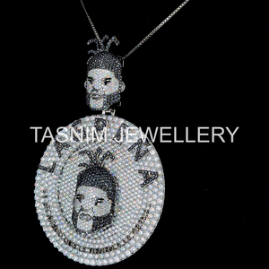 Colgantes Personalizados de Plata de Ley 925 con Baño de Oro de 10K, Estilo Hip Hop, con Moissanita VVS, Nombre Personalizado, Dije Cristiano, para Fiestas - Product Image 4