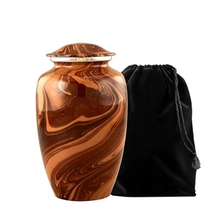 Urne brune avec sac en velours Urnes croisées pour cendres humaines Urnes décoratives commémoratives pour adultes Crémation pour cendres adultes Taille personnalisée - Product Image 1