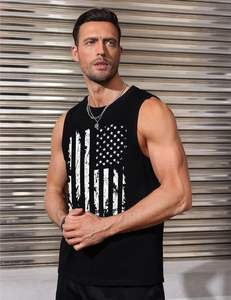 เสื้อกล้ามถักระบายอากาศลำลองสำหรับผู้ชายเสื้อโชว์กล้ามแขนกุดลายกราฟิกต้นมะพร้าวออกแบบให้รักชาติ - Product Image 4