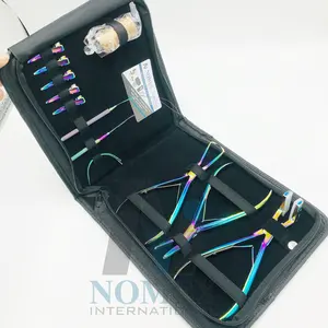 Professional Pro Press Hair Extension Tools Kit Pliers Metal Clips Ctype Needle with Stainless Steel Nylon 10 Set Ring Pliers