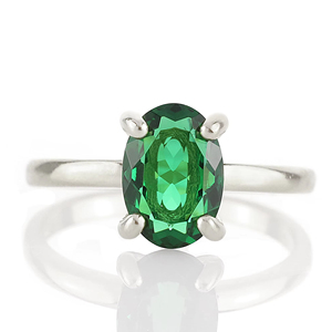 Anillos de piedras preciosas de corte ovalado facetado de Esmeralda Natural de Plata de Ley 925 sólida de uso informal Joyería fina a precio barato Anillos de Esmeralda - Product Image 1