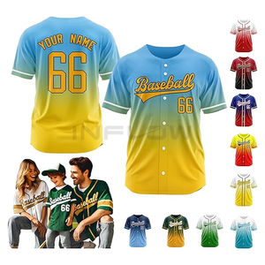 Maillots de baseball bleus à impression personnalisée uniforme de baseball avec bouton vers le haut fabricant Inflow Sports - Product Image 4