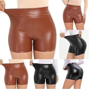 OEM/ODM Available <b>Women</b> <b>Leather</b> <b>Shorts</b> with Elastic Waist and Pockets - Trendy Comfortable Faux <b>Leather</b> <b>Shorts</b> <b>women's</b> <b>shorts</b> - Product Image 5