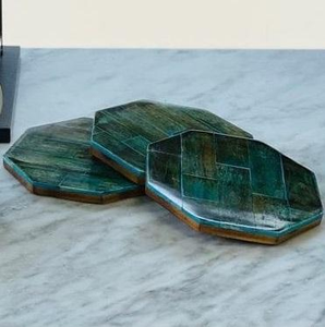 Posavasos Cuadrados Clásicos Vibrantes con Incrustaciones de Hueso, Ecológicos, Hechos a Mano, con Diseño Tradicional para Decoración del Hogar, de la India - Product Image 1