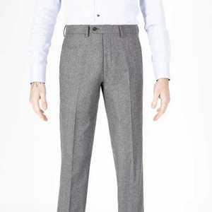 Pantalon habillé 100% coton coupe ajustée et décontracté pour hommes, respirant et écologique, léger, design chiné, devant plat, taille moyenne droite - Product Image 2