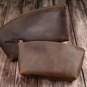 Bolsa de maquillaje de cuero personalizable al por mayor impermeable con cremallera de viaje portátil para mujer - Product Image 1