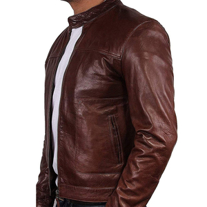 La mejor chaqueta de bombardero de cuero marrón para hombre, chaqueta cortavientos OEM, cuero transpirable personalizado bordado, alta calidad, venta al por mayor - Product Image 3