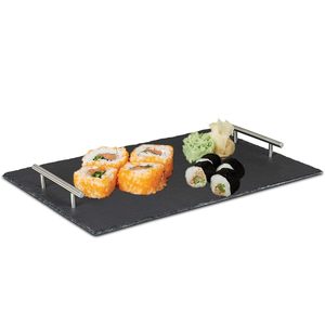 Slate <b>Tray</b> 40x20cm with Metal Handles for Serving Food <b>Buffets</b> Parties! - Product Image 1