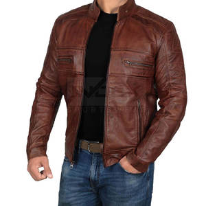 INDEX SPORTSWEAR IS-2509 Chaqueta de Invierno para Hombre de Cuero Vacuno Genuino con Cuello Alto, Color Negro - Product Image 4