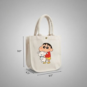 Bolsa de Lona de Crayon Shin-chan, 9x9x4.5 Pulgadas, Estilo Japonés, Gran Capacidad, Plegable, Cierre con Hebilla, 300 GSM, Para Todas las Estaciones - Product Image 1