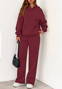 Top qualité femmes 2 pièces tenues automne survêtements surdimensionnés sweats à capuche jambe large pantalons de survêtement survêtements - Product Image 5