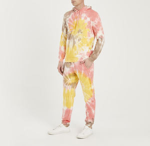 Survêtements de sport personnalisés Tie Dye pour hommes Survêtement hiver coton unisexe OEM personnalisé Tie Dye lavage à l'acide ensembles de vêtements de sport - Product Image 1