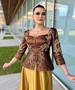 LATEST--MIDDLE--EAST BEAUTIFUL EMBROIDERY on JACKET WITH EMBELLISH CRYSTAL BEADS,PEARLS,GLASS STONE WORK for PARTY-WEAR @ 2023 - Product Image 1