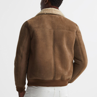 Hochwertige Herren Echtleder Shearling Schafsfell Bomberjacke mit Fellkragen Umweltfreundlich Winddicht Vintage Winter-Design