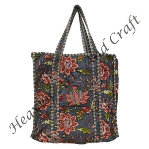 2025 matelassé Shopping sac fourre-tout indien à la main pur coton belles femmes plage porter des sacs fête porter voyage sacs de rangement indien - Product Image 5