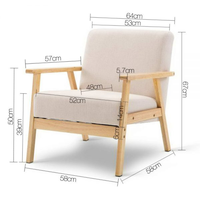 Fauteuil rembourré moderne de style japonais OEM | Chaise de loisirs en tissu et bois pour chambre à coucher, salon et meubles de maison