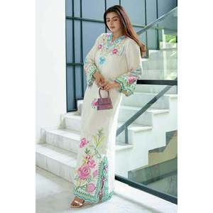 Fiore Casual <b>Dress</b> with Natural Waistline Floral Print Woven Fabric <b>Loose</b> Fit Breathable Feature - Product Image 4