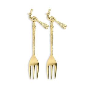 Couverts à salade décoratifs en métal plaqué or Nouveaux couverts à salade à tête de cerf de créateur Ensembles de restauration en métal en acier inoxydable - Product Image 2