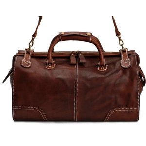 Brown Genuine <b>Leather</b> Large Capacity Sport Duffle <b>Bag</b> with Polyester Lining for Gym Travel & Weekend Use <b>Men</b> - Product Image 2