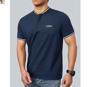 Golf Polo T Shirts Embroidered Logo Plain Short Sleeve Casual high quality streetwear <b>blank</b> T shirt 250 gsm heavy <b>weight</b> - Product Image 4
