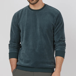 Producto personalizado 350g sudadera lavado ácido hombres cuello redondo americano con felpa de gran tamaño Color sólido hombro suelto Top - Product Image 1