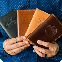 ADIBA OVERSEAS Dompet Paspor Kulit Asli Tempat Kartu Bisnis Desain Tipis RFID Aman Penutup Ritsleting Tombol