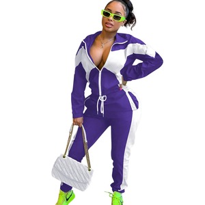 Top corto y pantalones de chándal de tendencia al por mayor, ropa de calle personalizada de dos piezas para mujer, chándal informal, proveedor de ropa deportiva - Product Image 2