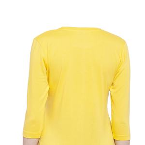 Venta al por mayor 100% algodón camisetas de las mujeres último diseño con color sólido casual y Camisas manga larga de las mujeres en blanco - Product Image 4