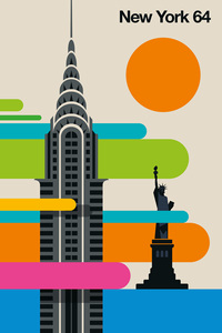 Made In Germany - Home Decor Canvas Picture Retro New York-Peinture murale murale en couleur et crème-Stretcher Frame Art - Product Image 5