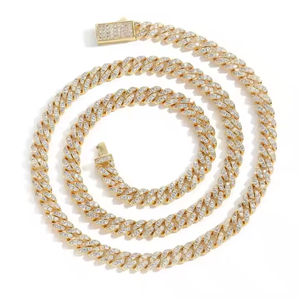 Collar de Cadena Cubana de Estilo Premium con Diamantes Moissanite de Alto Brillo, Collar Iced Out para un Look Moderno, de la India - Product Image 6