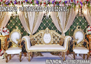 Juego de sofá Maharaja pulido plateado de estilo moderno para bodas, novia, novio, puesta en escena, retiro de amantes musulmanes de Walima - Product Image 5