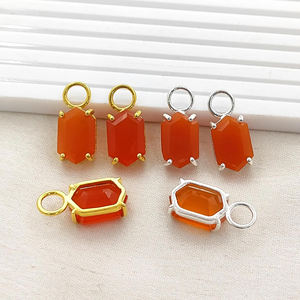 Encantos de labradorita 12x8mm Juego de Puntas hexagonales Colgante Plata de ley Chapado en oro Labradorita Encantos de plata Venta al por mayor Joyería a granel - Product Image 2